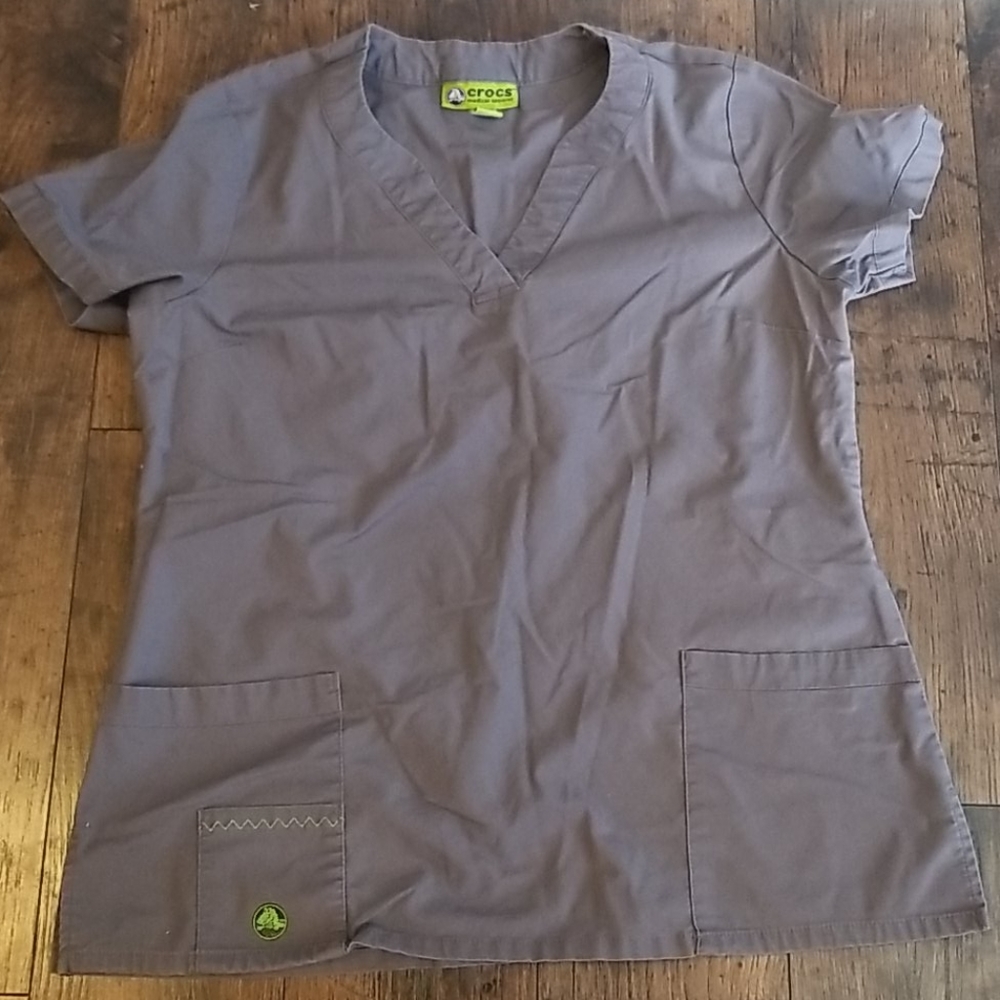 Crocs gray scrub top